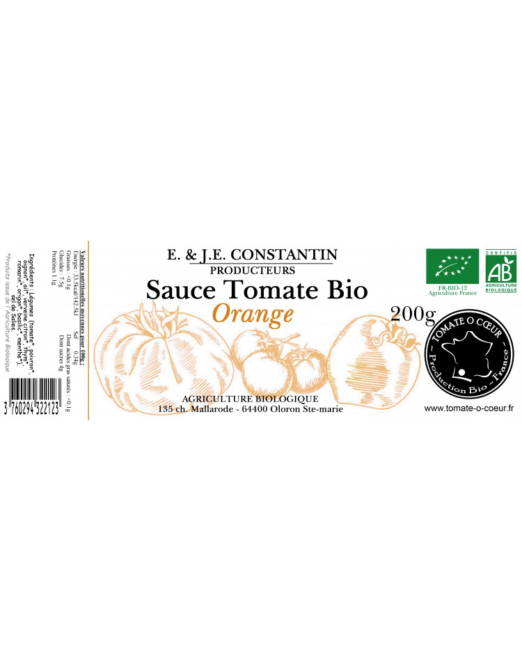 Sauce Tomate Orange Bio